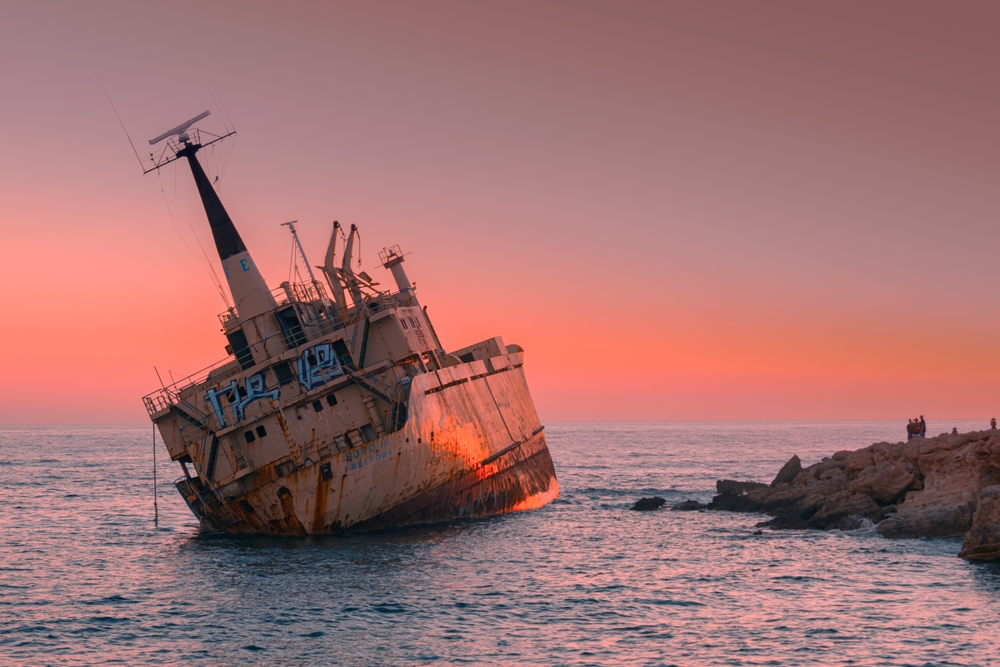 Sunset at Edro III shipwreck, Paphos, Cyprus